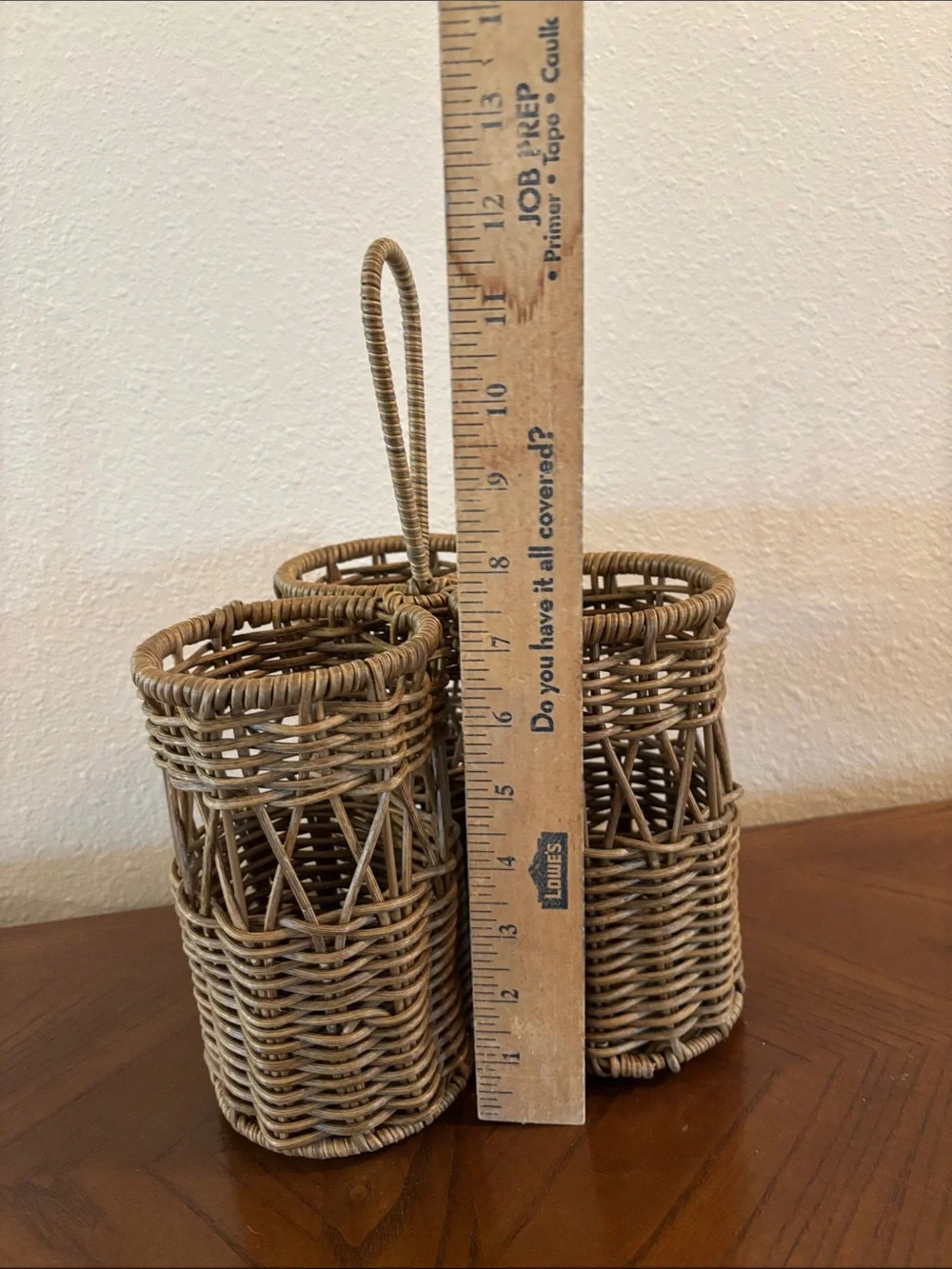 Woven Rattan 3-Compartment Caddy - Brown